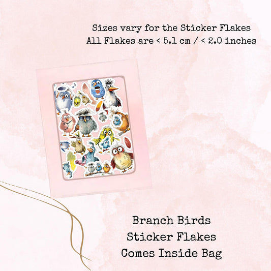 Branch Birds - Sticker Flakes - Stationery - Watercolour