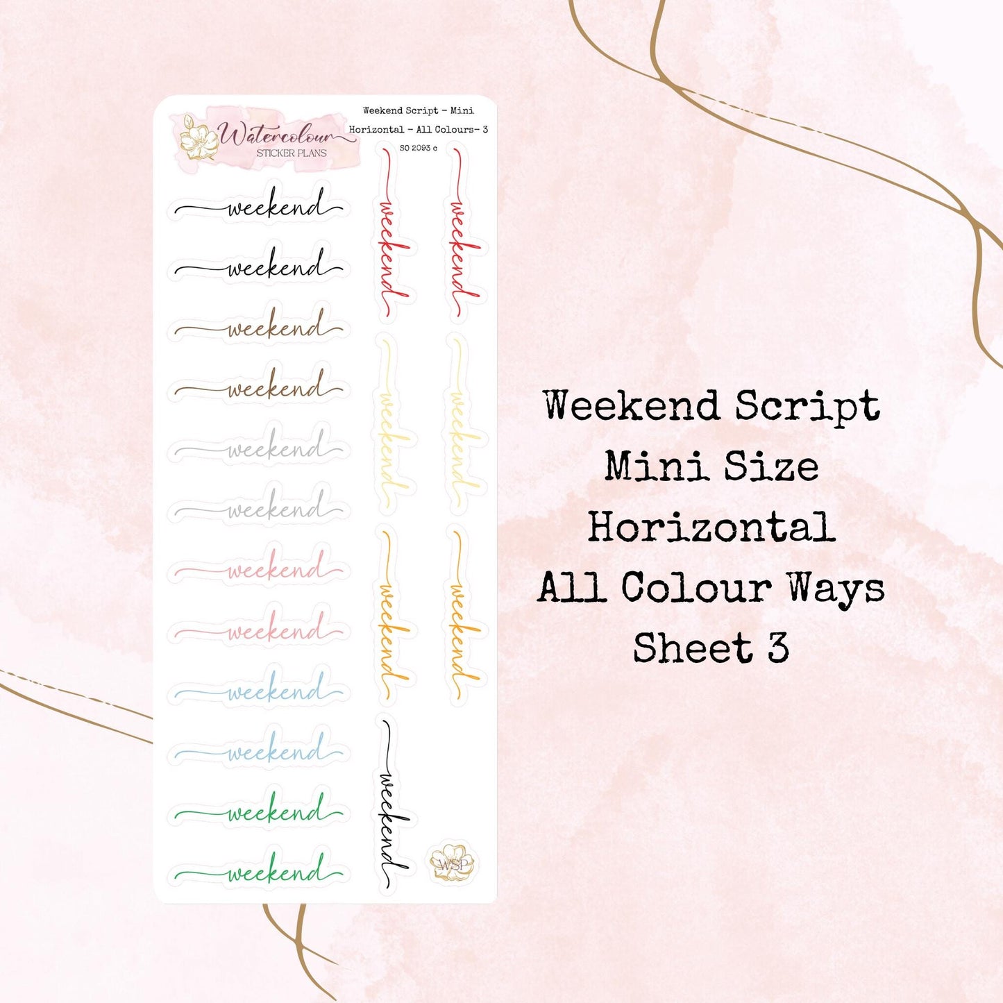 Weekend Scripts - Mini Size - Planner and Journal Stickers - Stationery - Watercolour