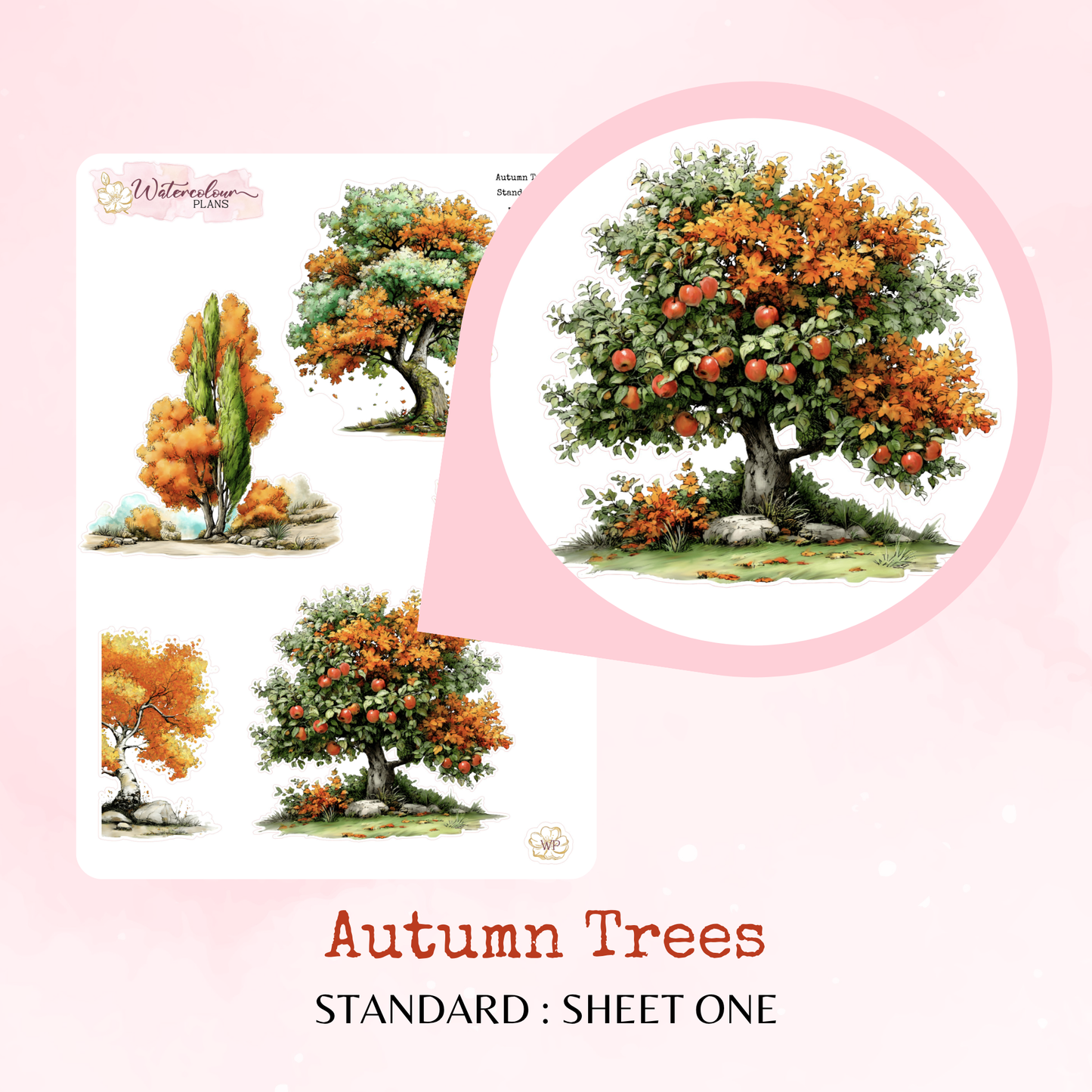Autumn Trees – Fall - Planner and Journal Stickers – Stationery - Watercolour