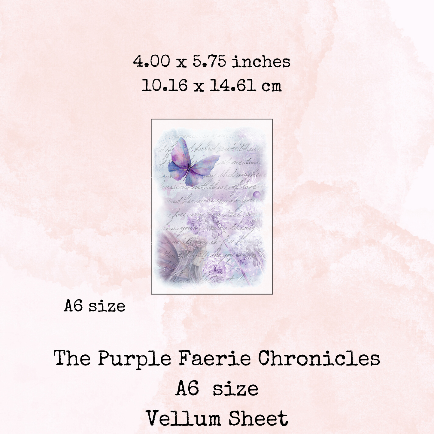The Purple Faerie Chronicles - Printed Vellum - Dashboard - Stationery - Watercolour