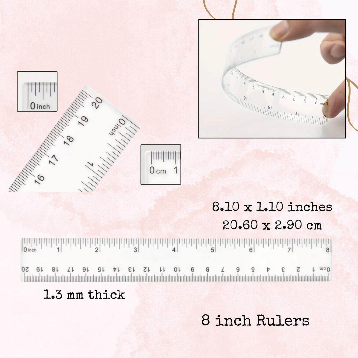 Pretty Poppies - 8 Inch Ruler - Planner Supplies - Watercolour