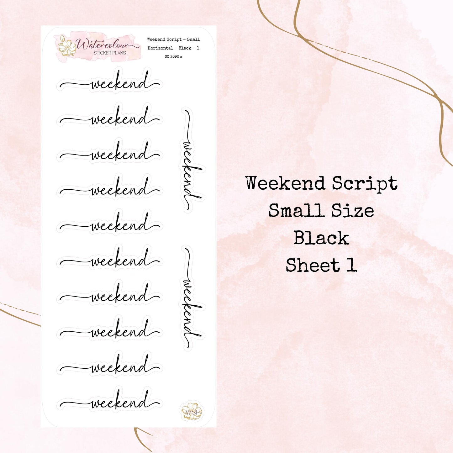 Weekend Scripts - Small Size - Planner and Journal Stickers - Stationery - Watercolour