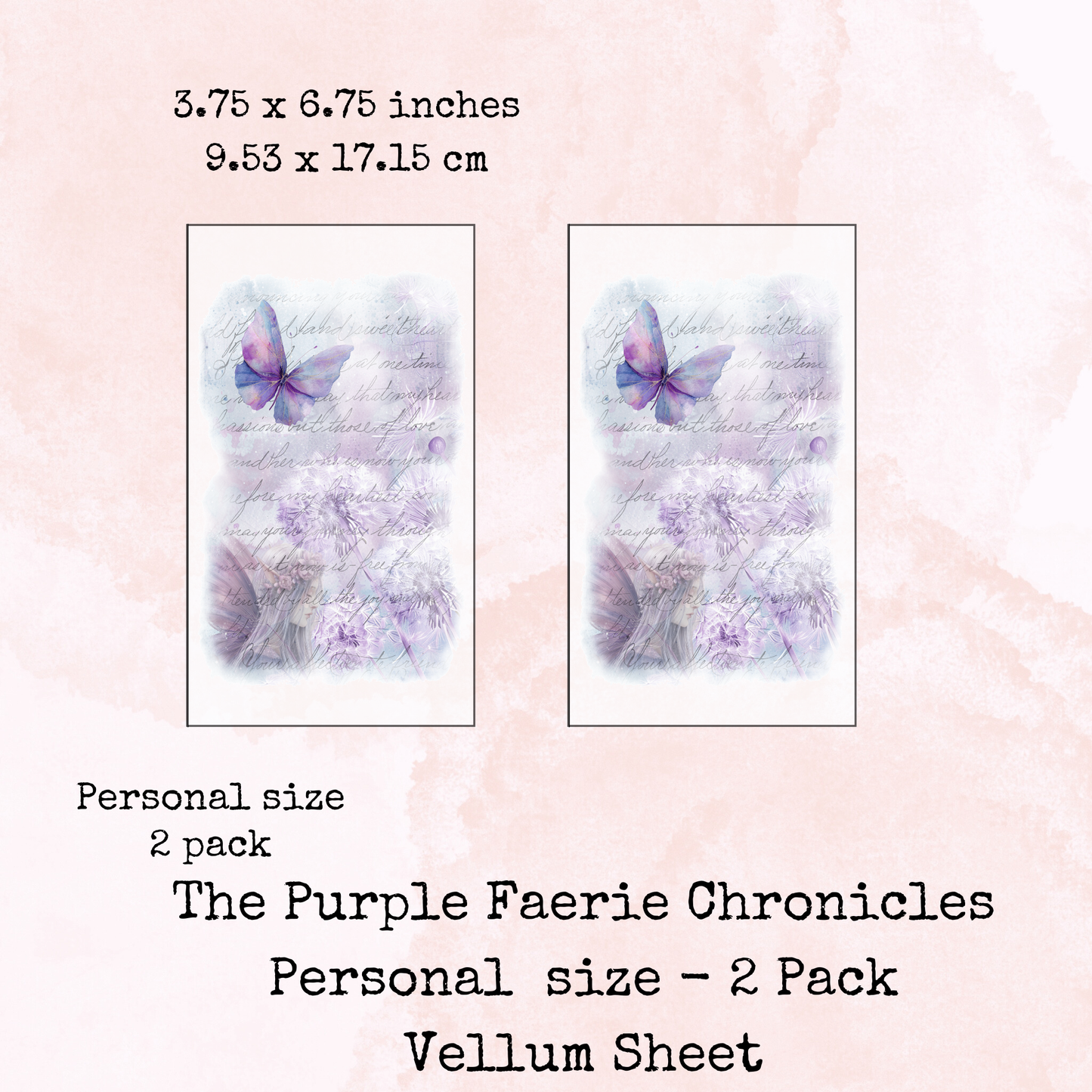 The Purple Faerie Chronicles - Printed Vellum - Dashboard - Stationery - Watercolour