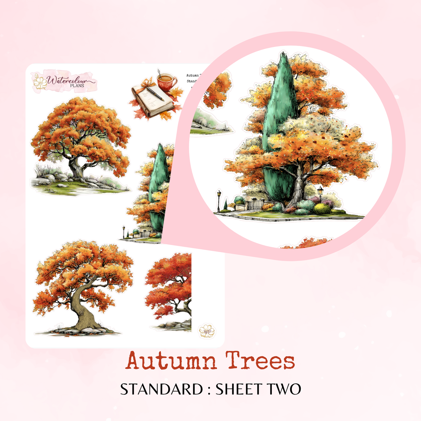 Autumn Trees – Fall - Planner and Journal Stickers – Stationery - Watercolour