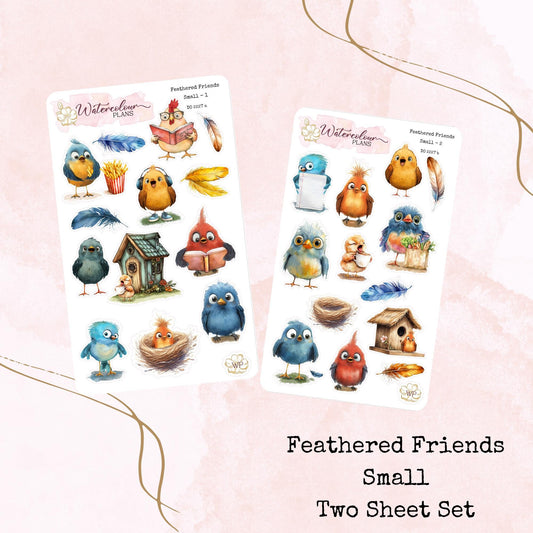 Feathered Friends - Small Size - Planner and Journal Stickers - Stationery - Watercolour