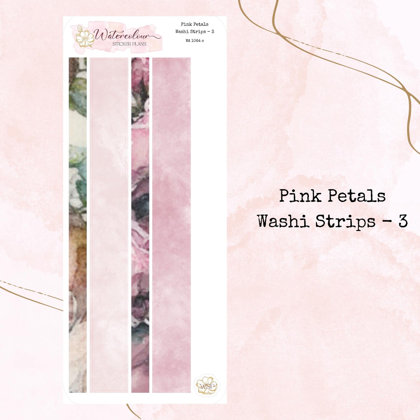 Pink Petals - Washi Strips - Planner and Journal Stickers - Stationery - Watercolour