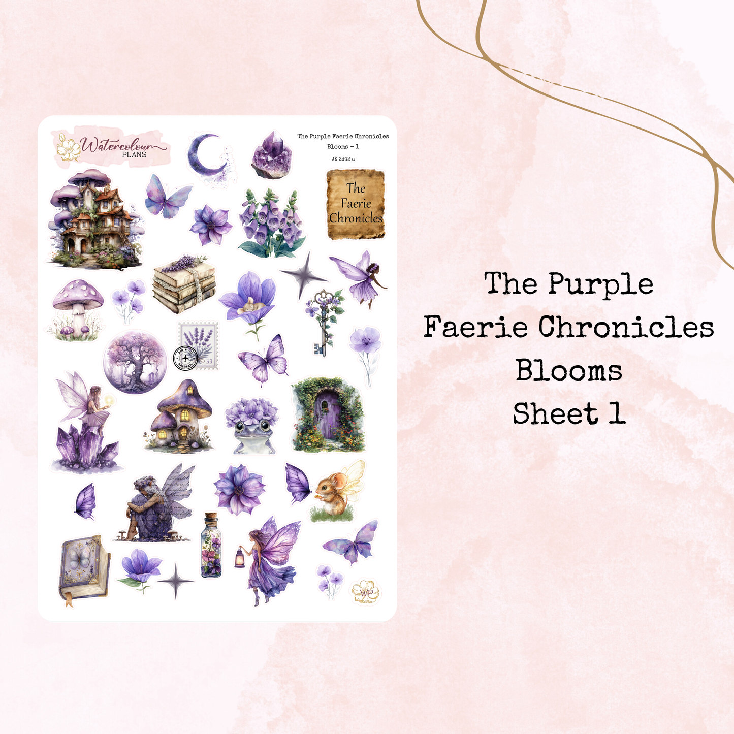 The Purple Faerie Chronicles - Journal Trio - Journal and Planner Stickers - Stationery - Watercolour