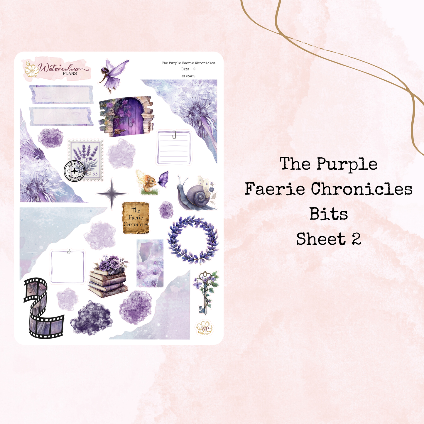 The Purple Faerie Chronicles - Journal Trio - Journal and Planner Stickers - Stationery - Watercolour