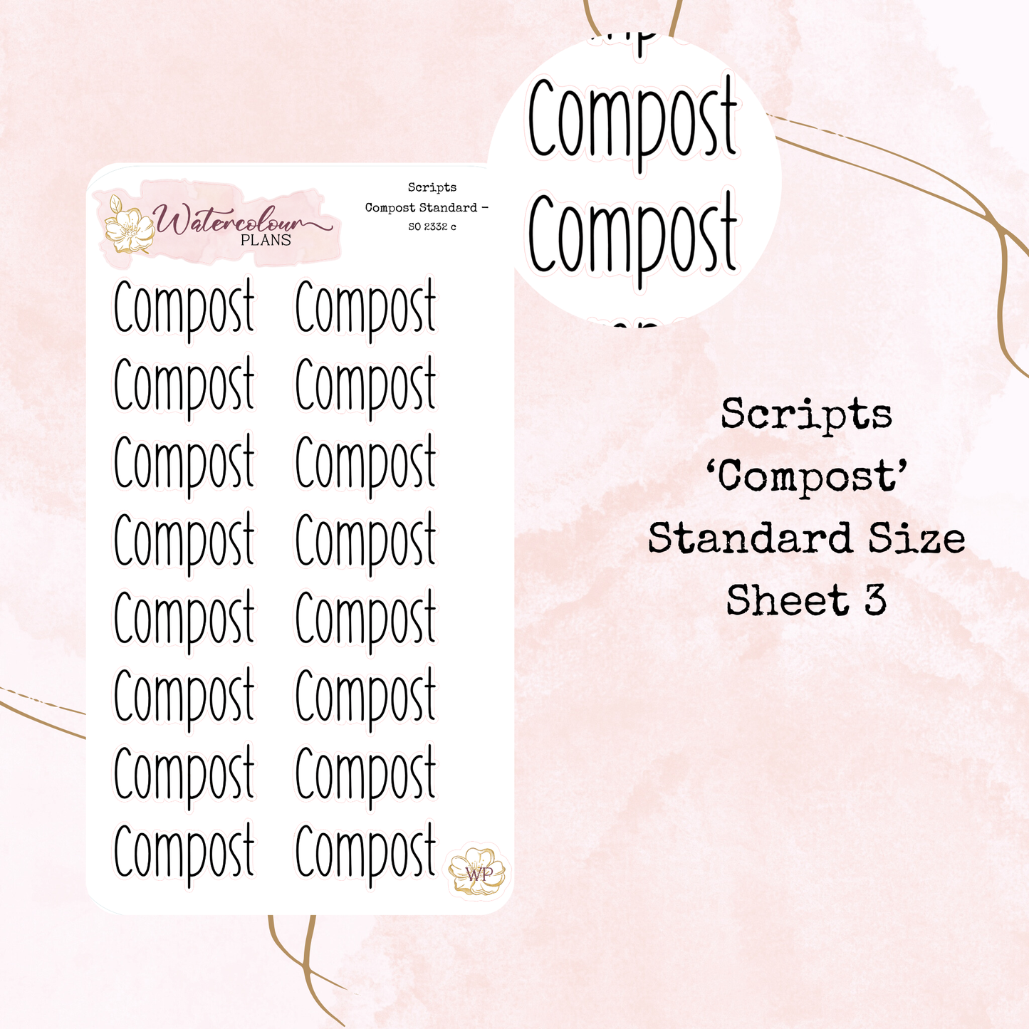 Compost Scripts - Four Sizes - Planner and Journal Stickers - Stationery