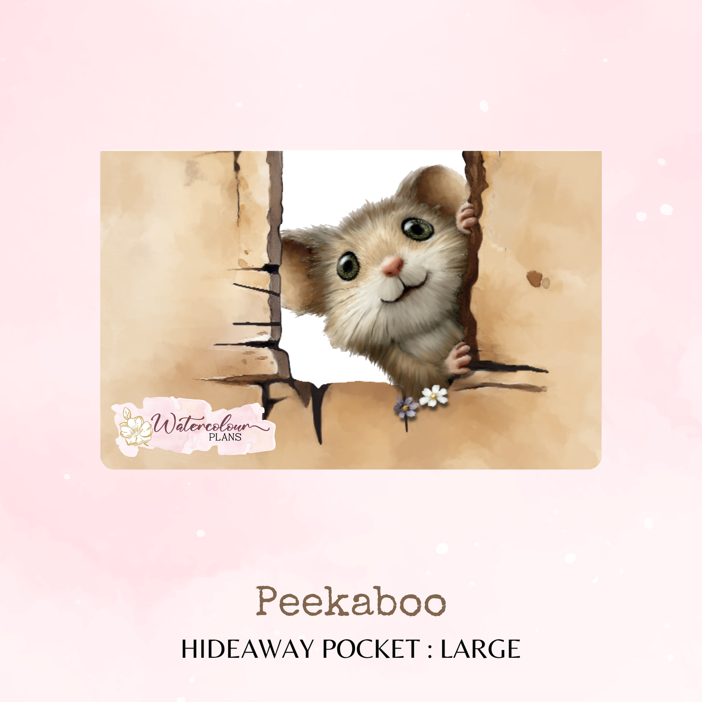 Peekaboo - Hideaway Pocket - Large Size - Adhesive Storage - Peel and Stick Pocket - Stationery Supplies - Watercolour