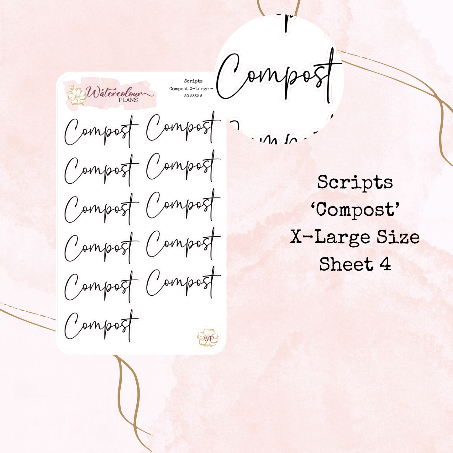 Compost Scripts - Four Sizes - Planner and Journal Stickers - Stationery