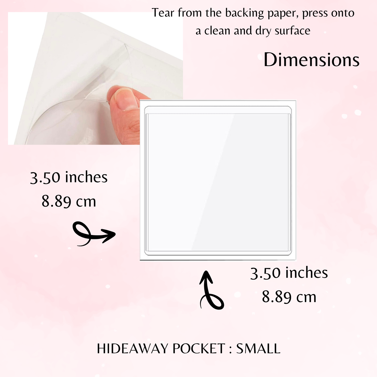 Peekaboo - Hideaway Pocket - Small Size - Adhesive Storage - Peel and Stick Pocket - Stationery Supplies - Watercolour