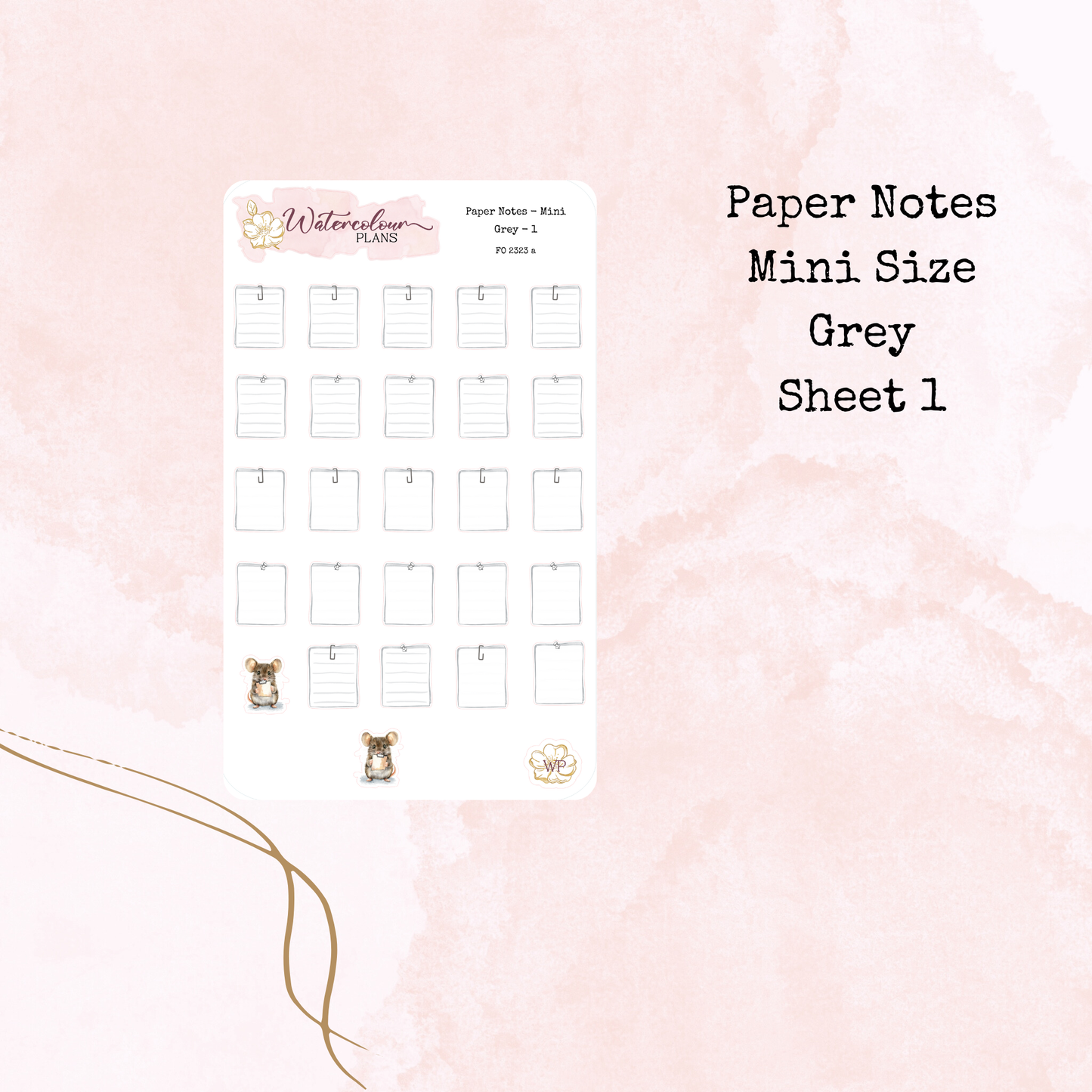 Paper Notes - Mini Size - Note Stickers - Planner Stickers - Stationery - Watercolour