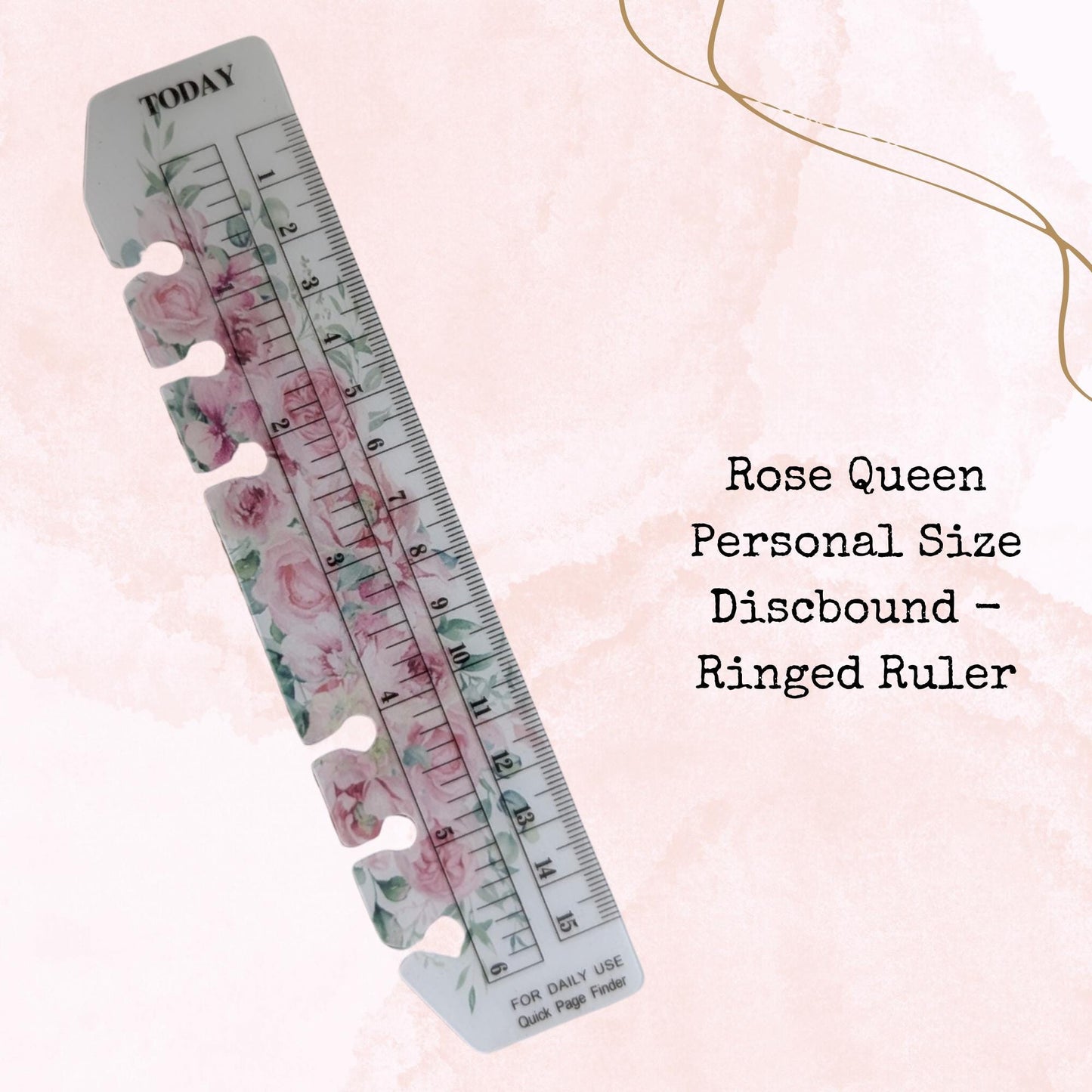 Rose Queen - Personal Size - Disc-Bound - Ringed - Ruler - Planner Supplies - Watercolour