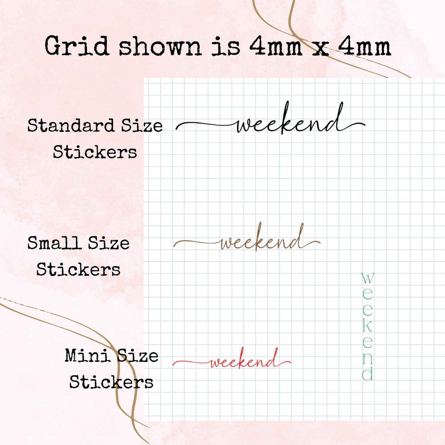 Weekend Scripts - Small Size - Planner and Journal Stickers - Stationery - Watercolour