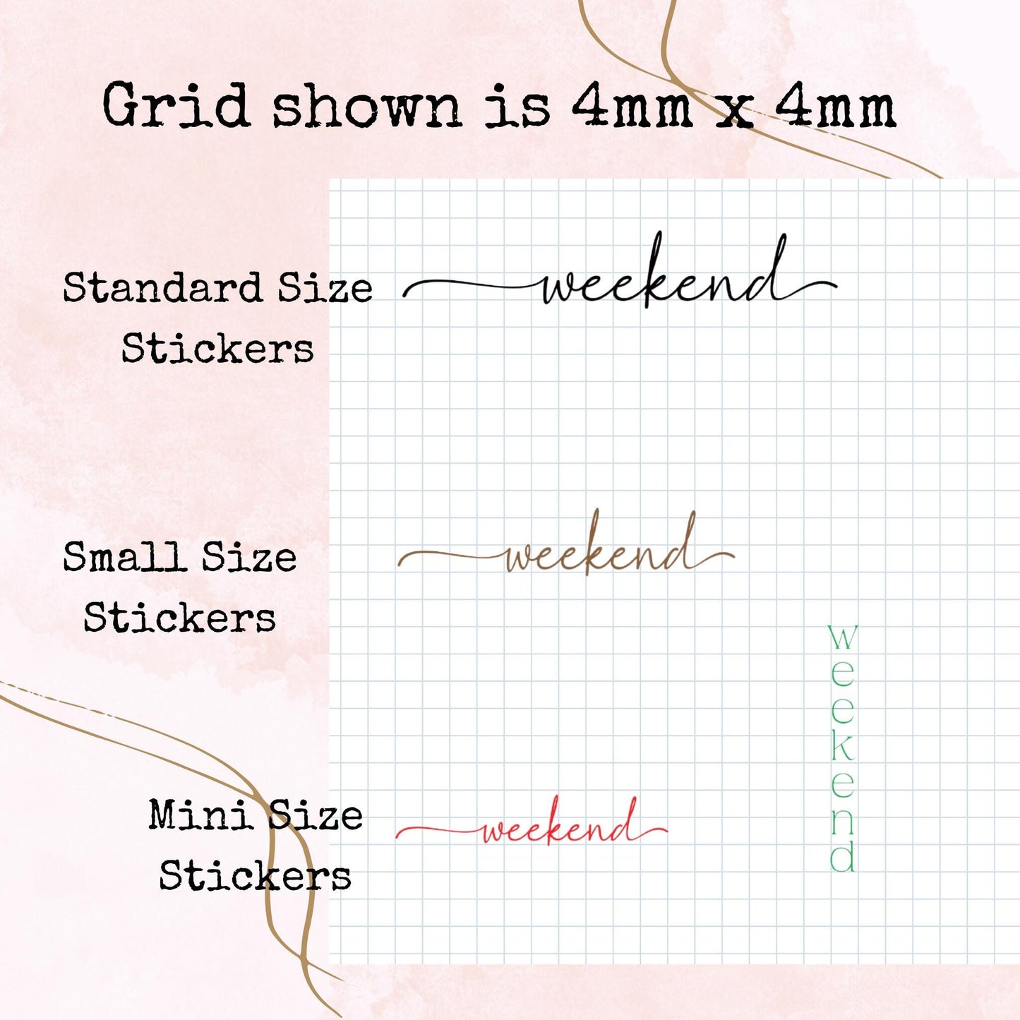 Weekend Scripts - Mini Size - Planner and Journal Stickers - Stationery - Watercolour