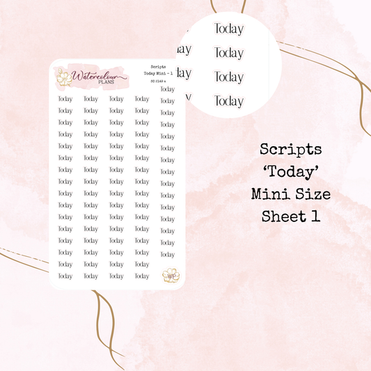 Today Scripts - Four Sizes - Planner and Journal Stickers - Stationery