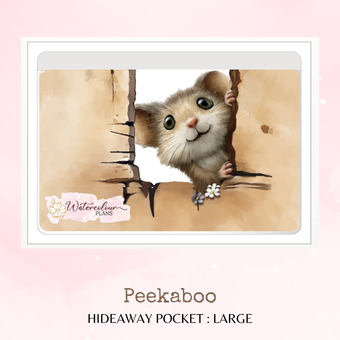 Peekaboo - Hideaway Pocket - Large Size - Adhesive Storage - Peel and Stick Pocket - Stationery Supplies - Watercolour