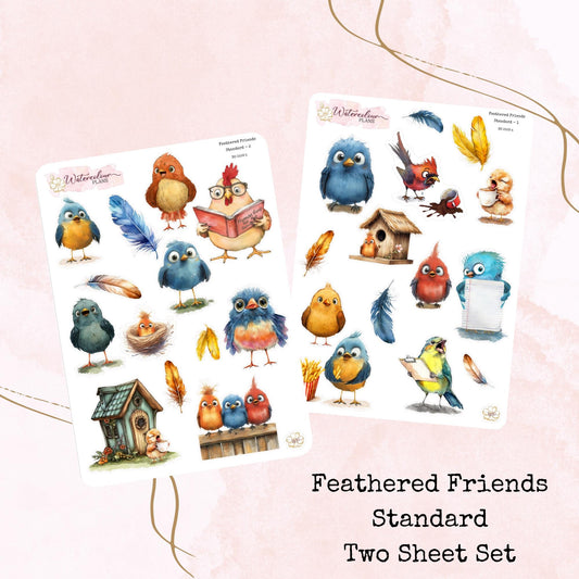 Feathered Friends - Standard Size - Planner and Journal Stickers - Stationery - Watercolour