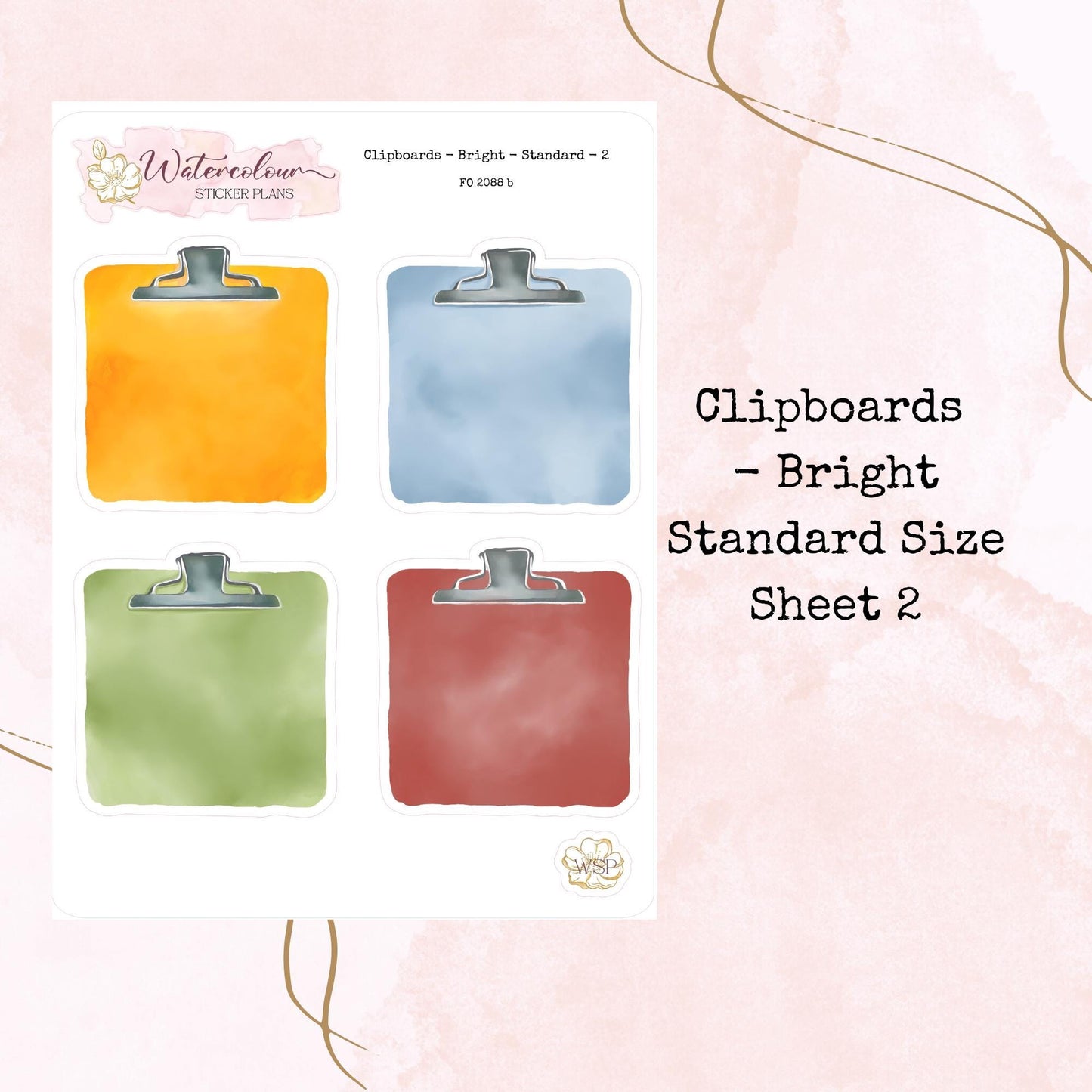 Clipboards - Standard Size - Planner and Journal Stickers - Stationery - Watercolour