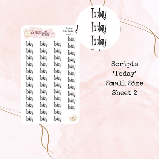 Today Scripts - Four Sizes - Planner and Journal Stickers - Stationery
