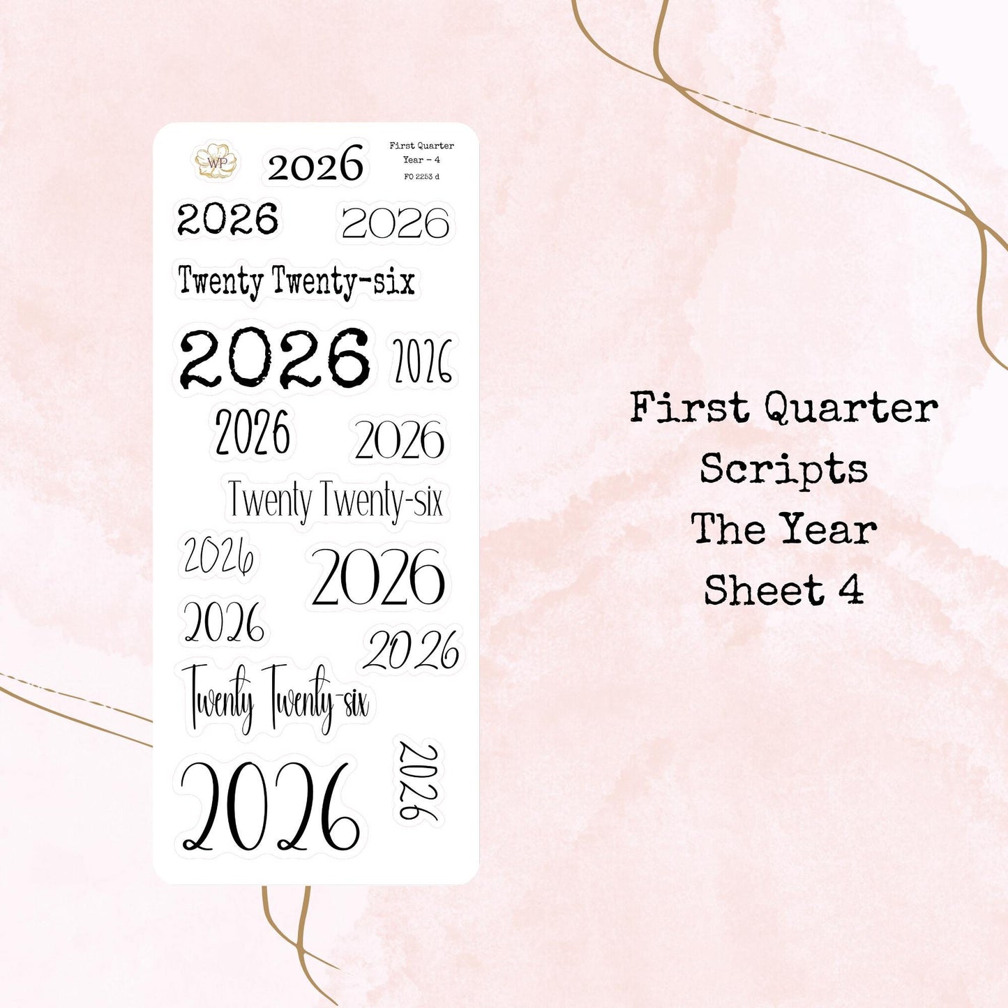 First Quarter Bundle - 2026 - Script Stickers - Days Weeks Months - Stationery