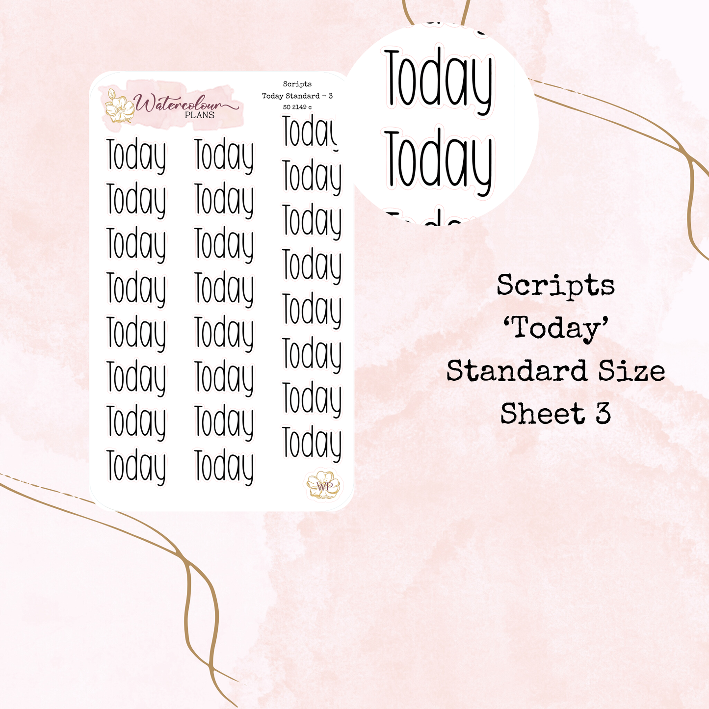 Today Scripts - Four Sizes - Planner and Journal Stickers - Stationery