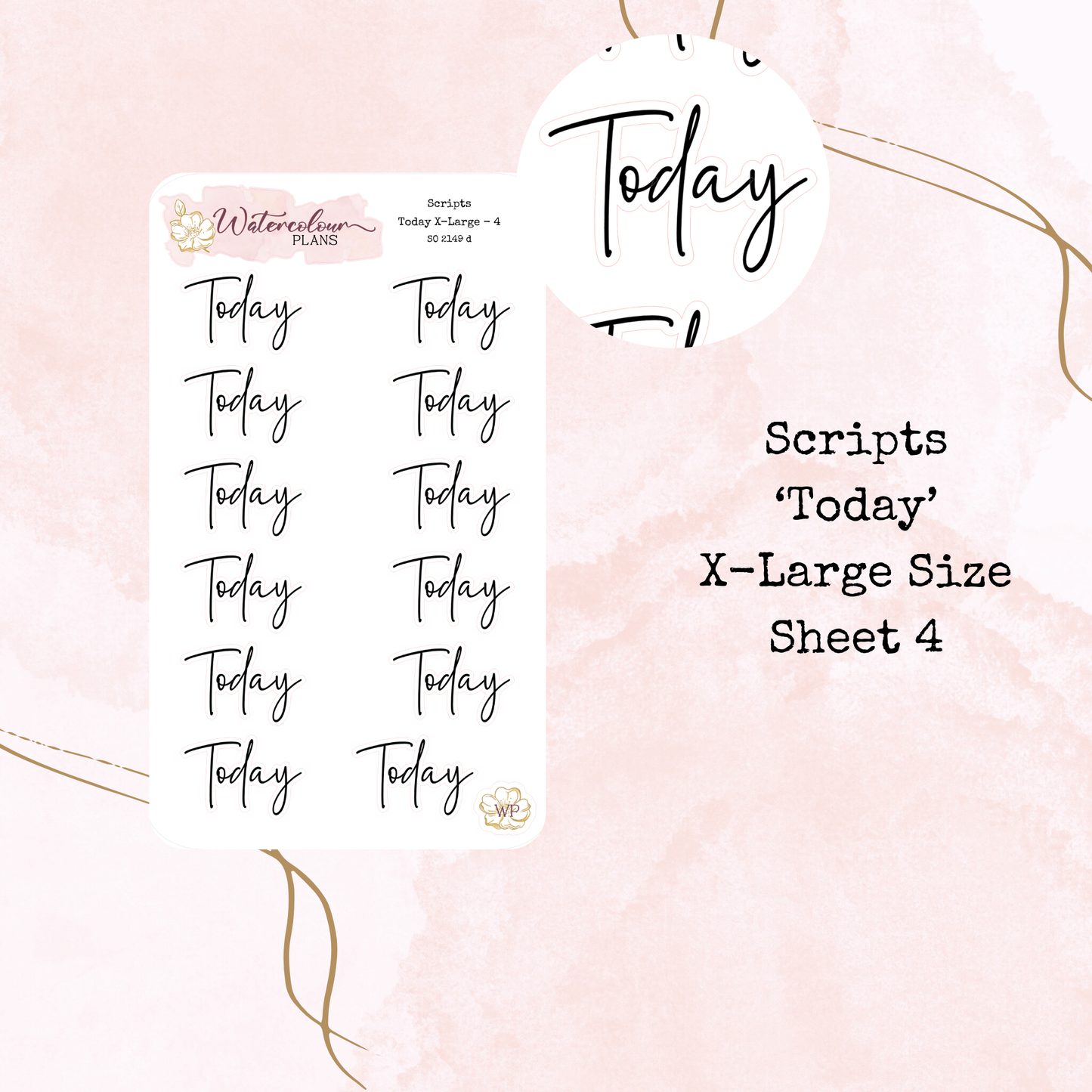 Today Scripts - Four Sizes - Planner and Journal Stickers - Stationery