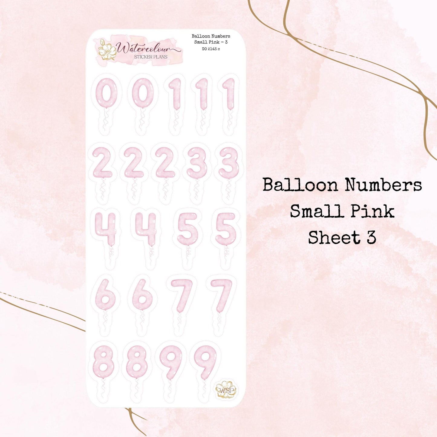 Balloon Numbers - Small Size - Planner and Journal Stickers - Stationery - Watercolour