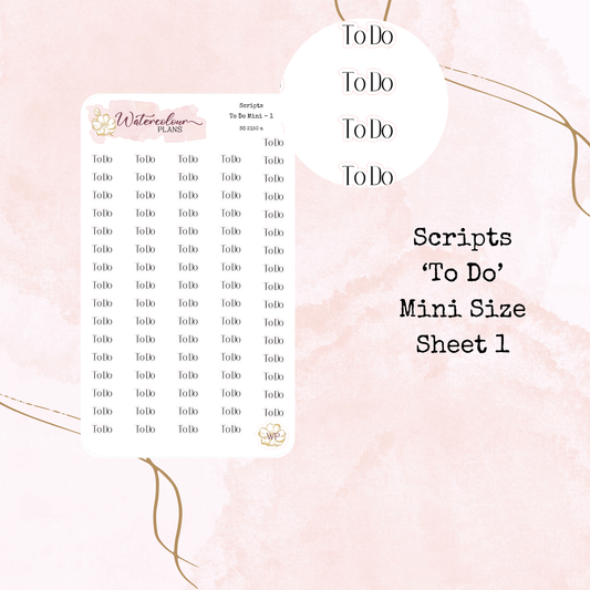 To Do Scripts - Four Sizes - Planner and Journal Stickers - Stationery