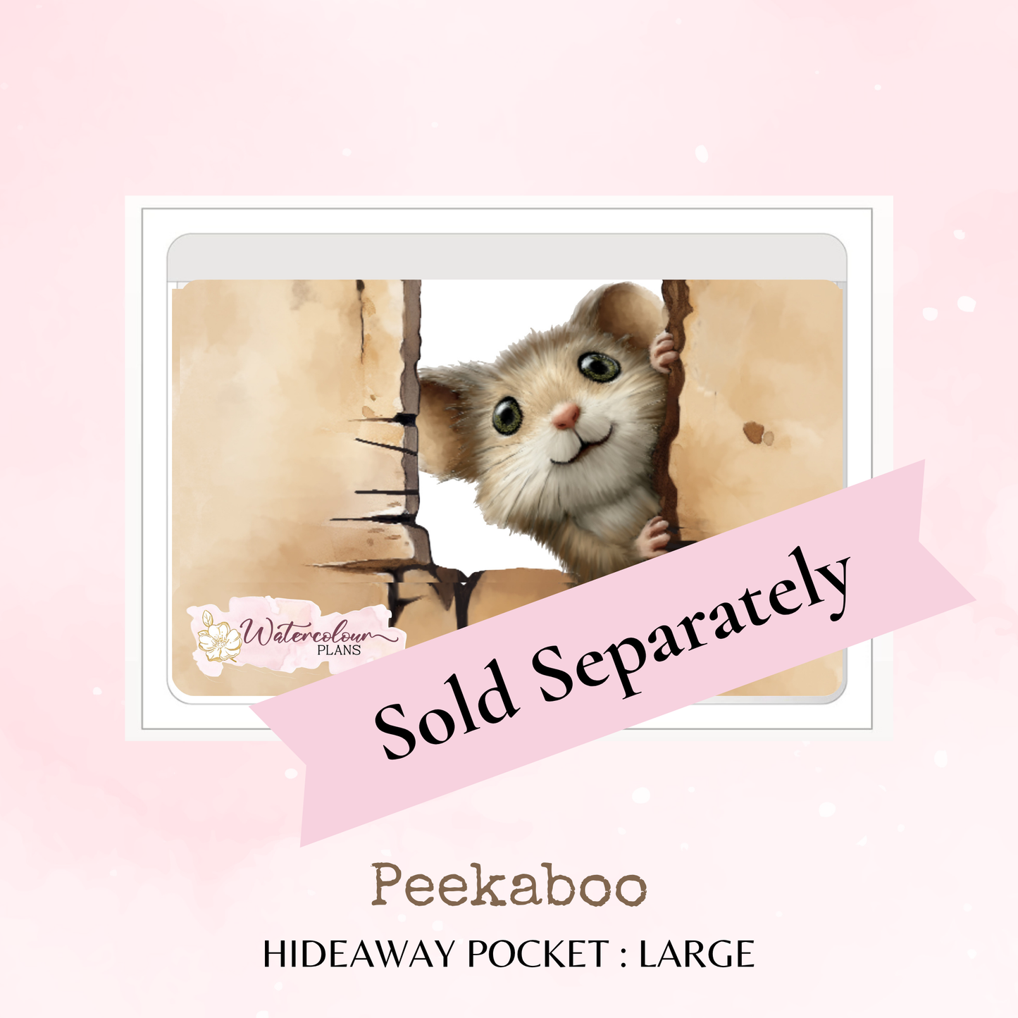 Peekaboo - Hideaway Pocket - Small Size - Adhesive Storage - Peel and Stick Pocket - Stationery Supplies - Watercolour
