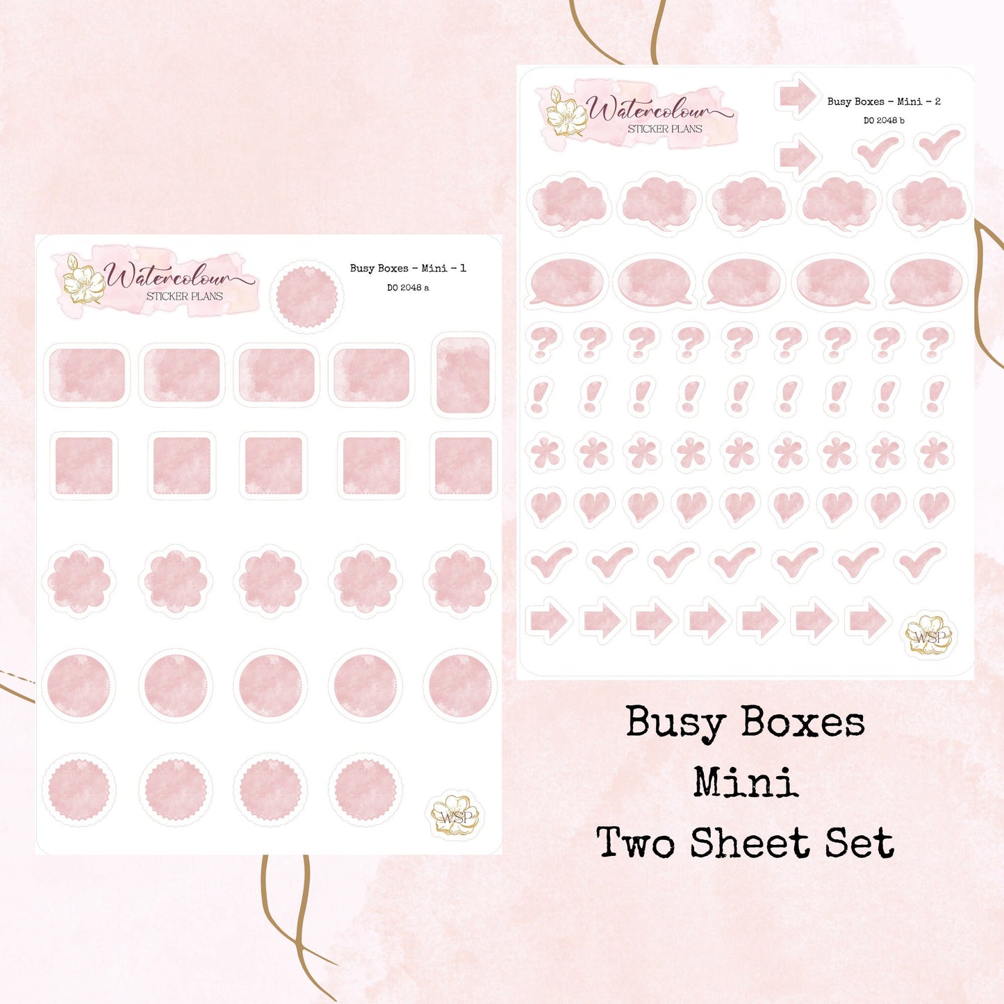 Busy Boxes - Mini Size - Planner and Journal Stickers - Stationery - Watercolour