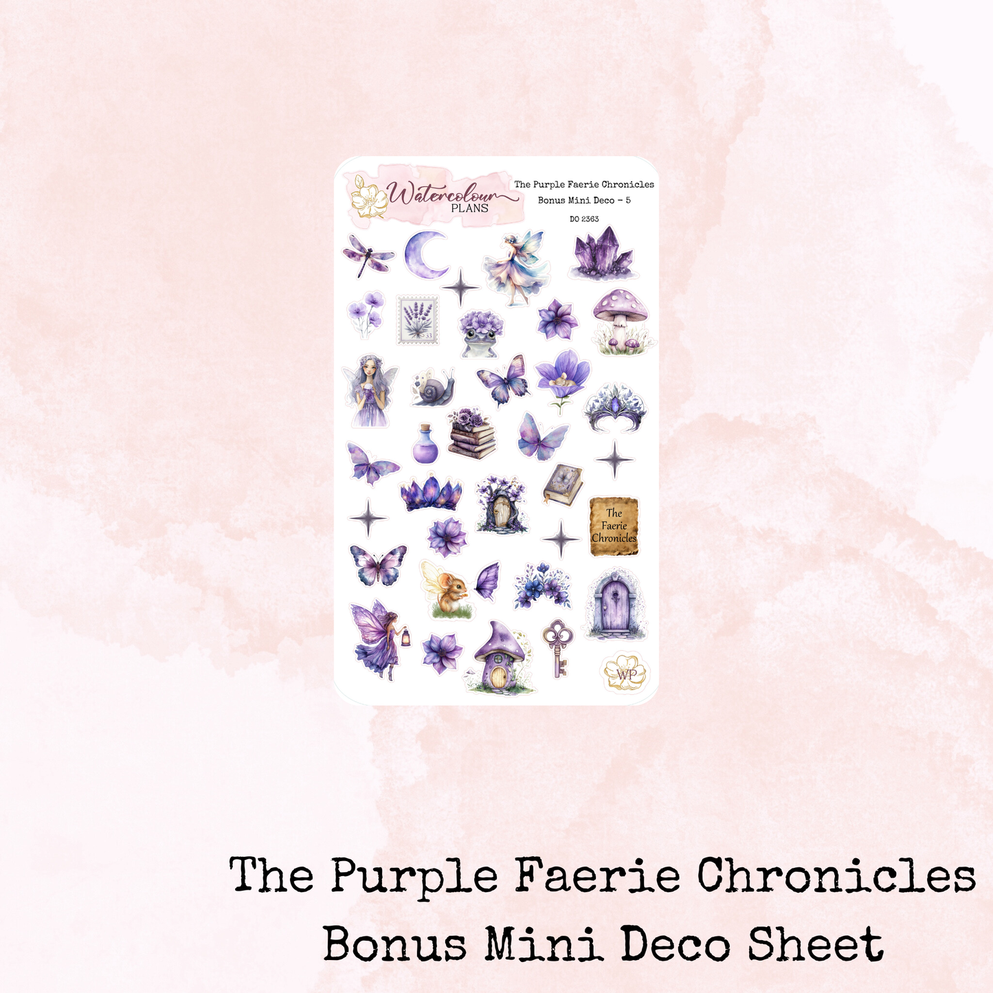 The Purple Faerie Chronicles - Mini Deco Stickers - Journal Trio - Planner Stickers - Stationery - Watercolour