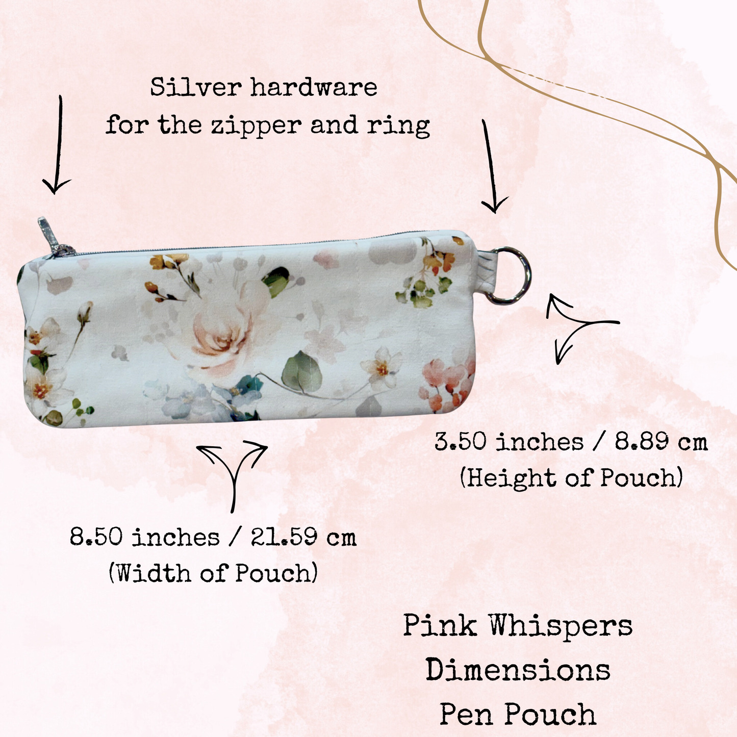 Pink Whispers - Pen Pouch - Quilted Cloth Pouch with Lining - Planner Accessories