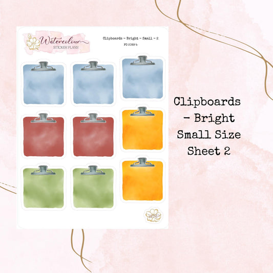 Clipboards - Small Size - Planner and Journal Stickers - Stationery - Watercolour