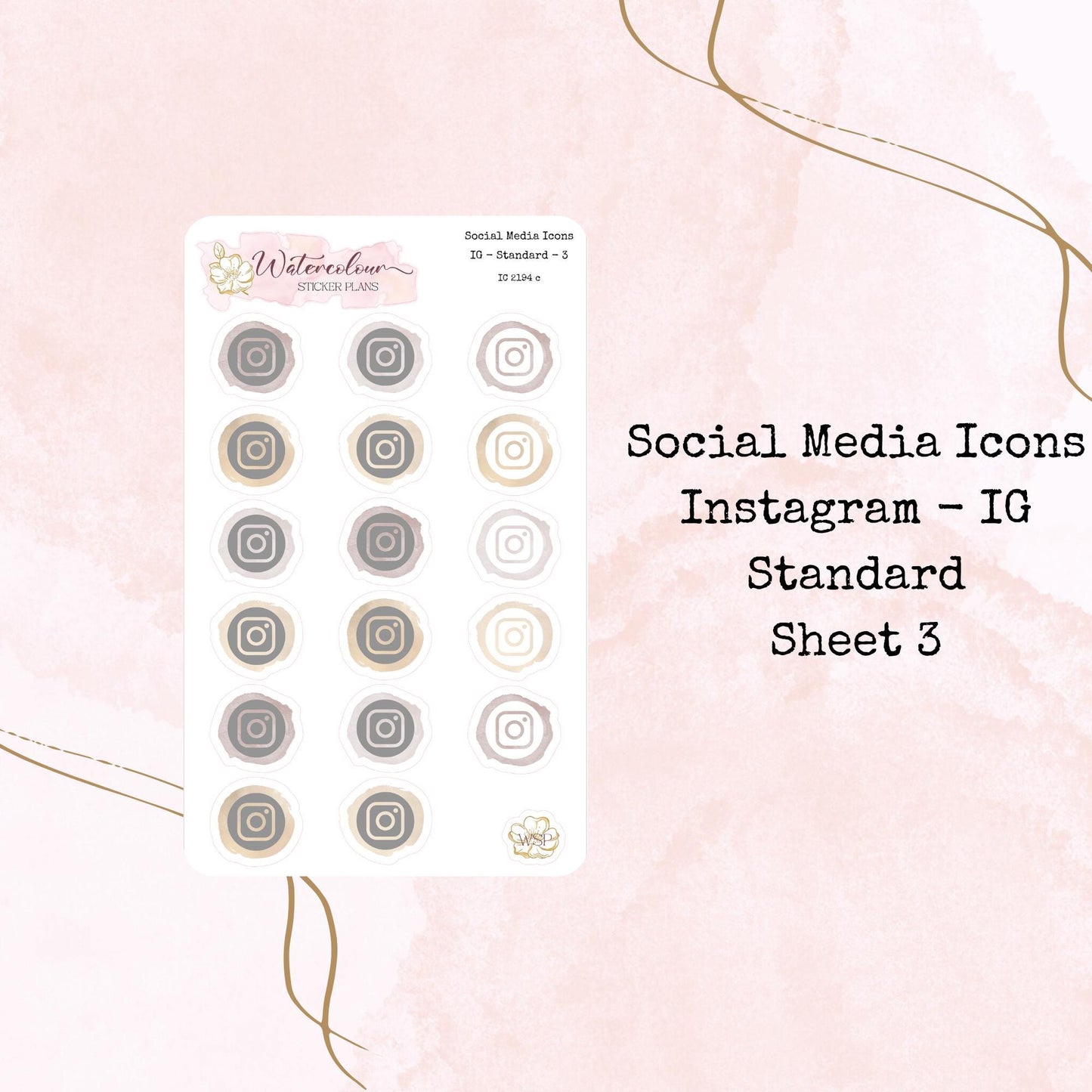 Social Media Icons - Four Sizes - Planner and Journal Stickers - Stationery - Watercolour