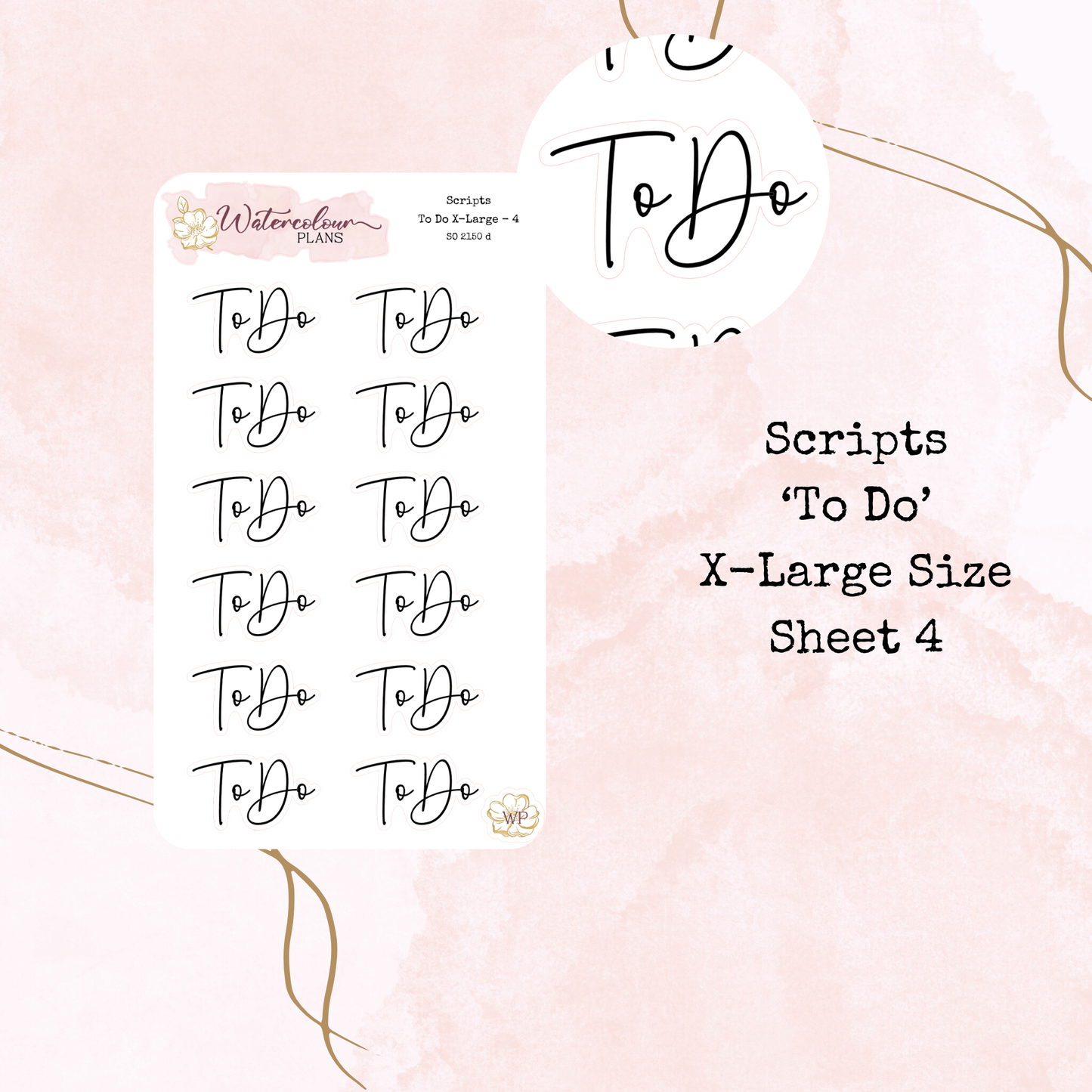 To Do Scripts - Four Sizes - Planner and Journal Stickers - Stationery