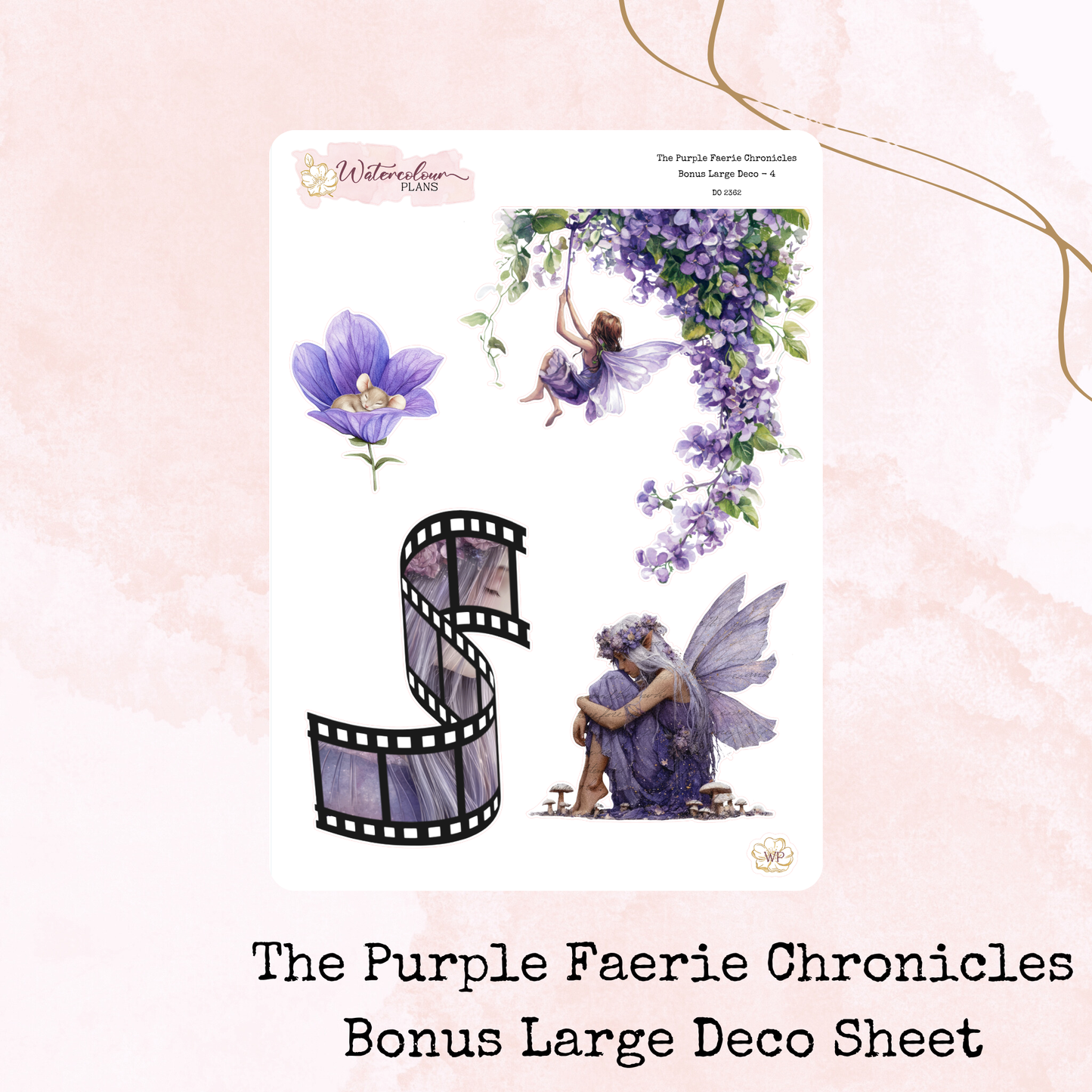 The Purple Faerie Chronicles - Large Deco Stickers - Journal Trio - Planner Stickers - Stationery - Watercolour