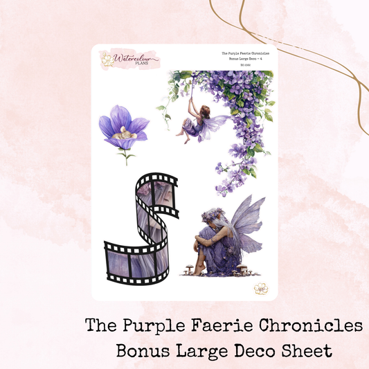 The Purple Faerie Chronicles - Large Deco Stickers - Journal Trio - Planner Stickers - Stationery - Watercolour