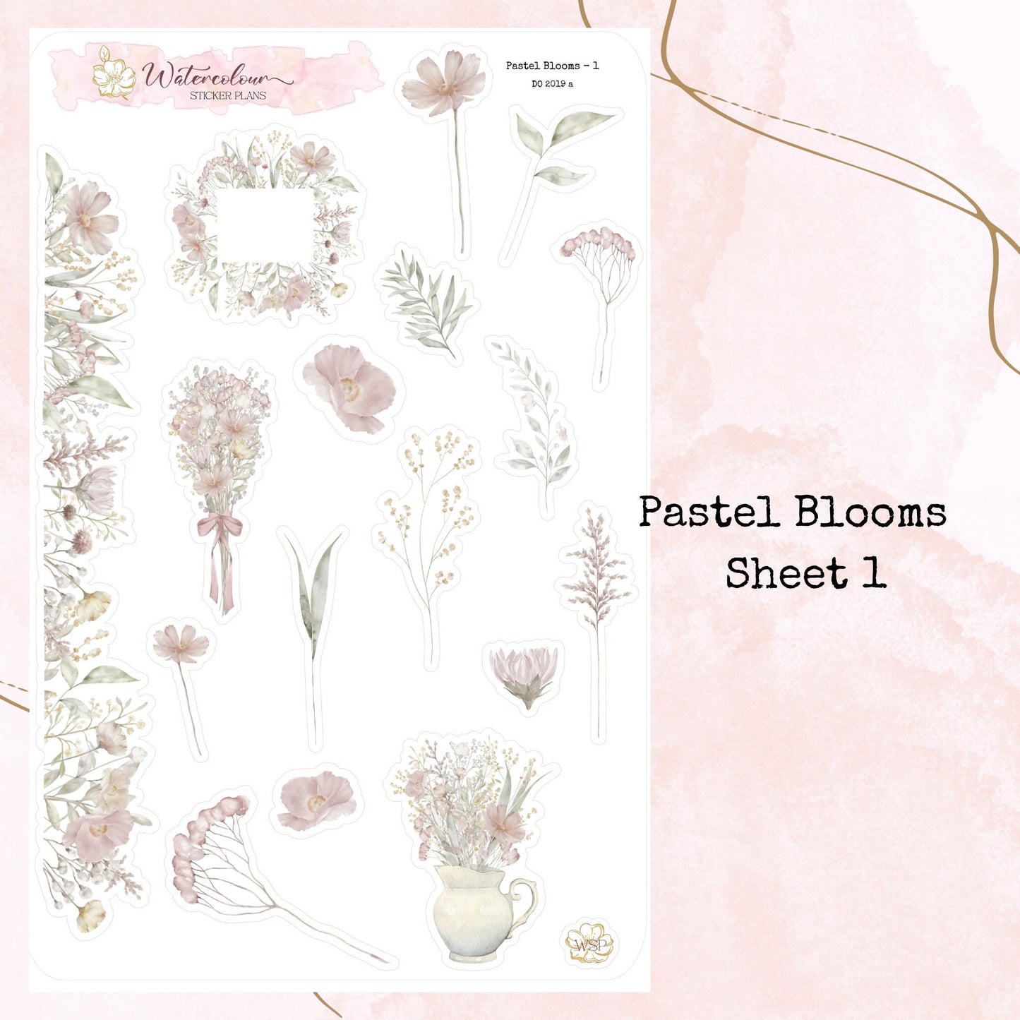 Pastel Blooms - Standard Size - Planner and Journal Stickers - Stationery - Watercolour