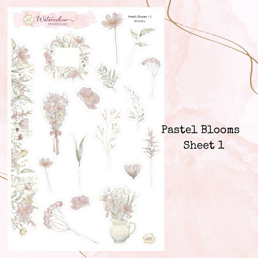 Pastel Blooms - Standard Size - Planner and Journal Stickers - Stationery - Watercolour