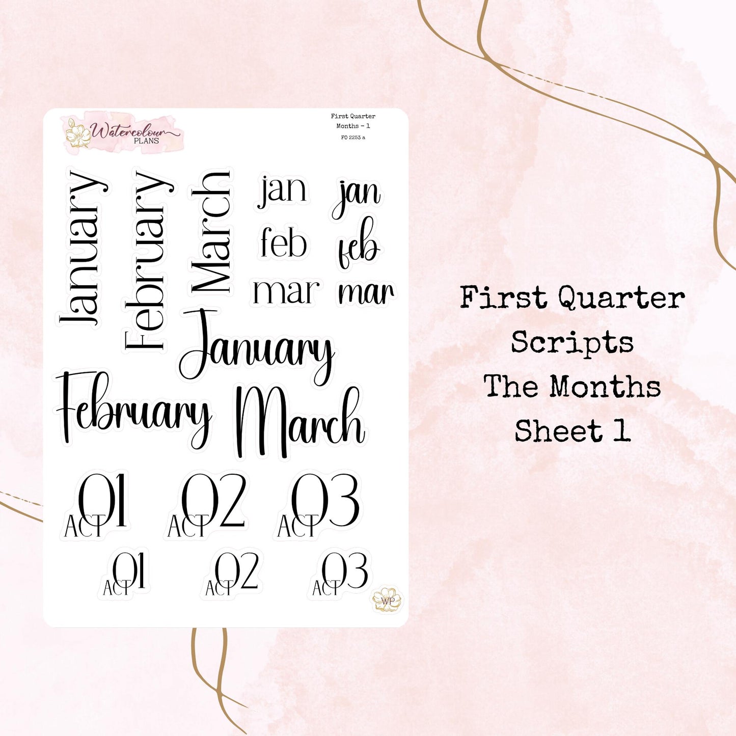 First Quarter Bundle - 2026 - Script Stickers - Days Weeks Months - Stationery