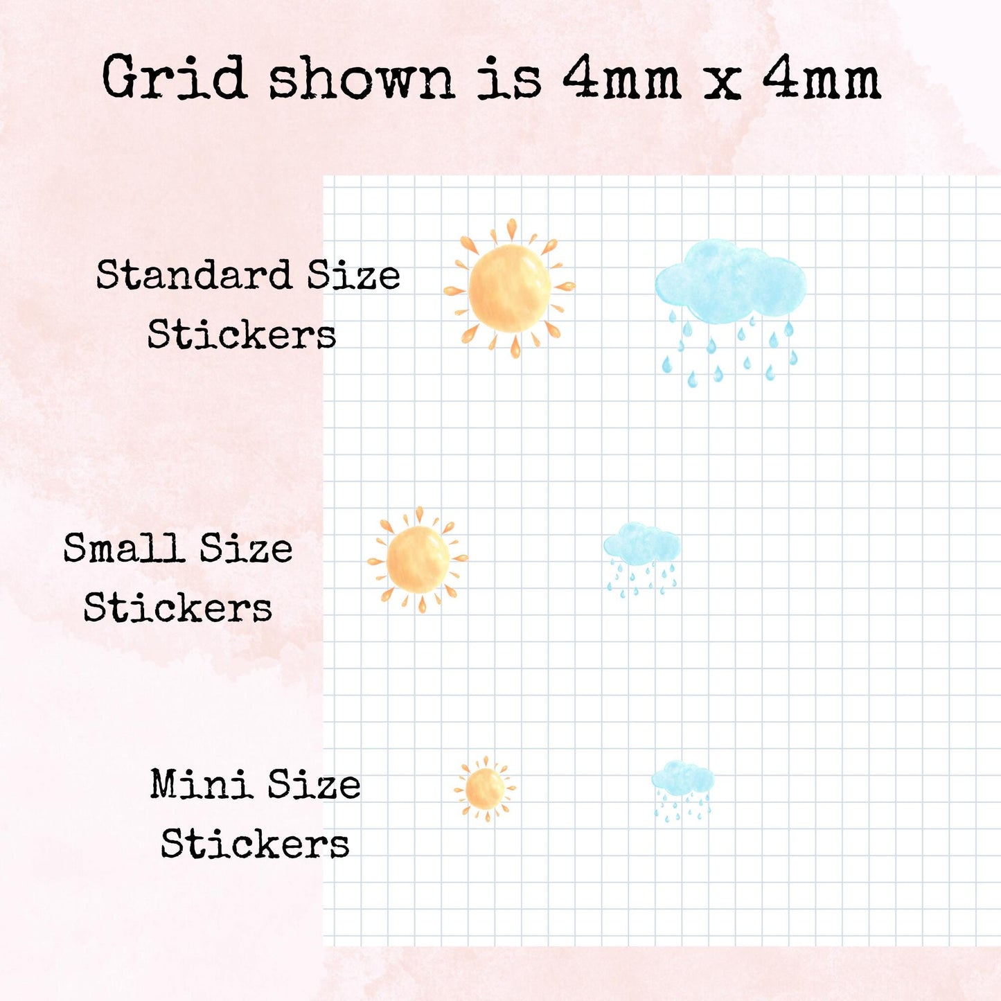 Weather Icons - Sunny and Cloudy Days - Mini Size - Planner and Journal Stickers - Stationery - Watercolour
