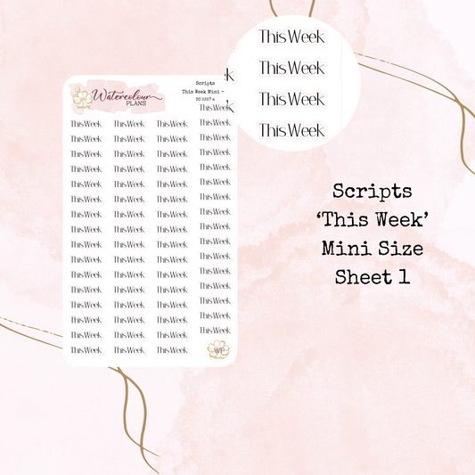 This Week Scripts - Four Sizes - Planner and Journal Stickers - Stationery