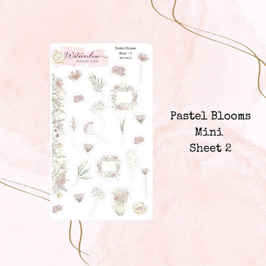 Pastel Blooms - Mini Size - Planner and Journal Stickers - Stationery - Watercolour