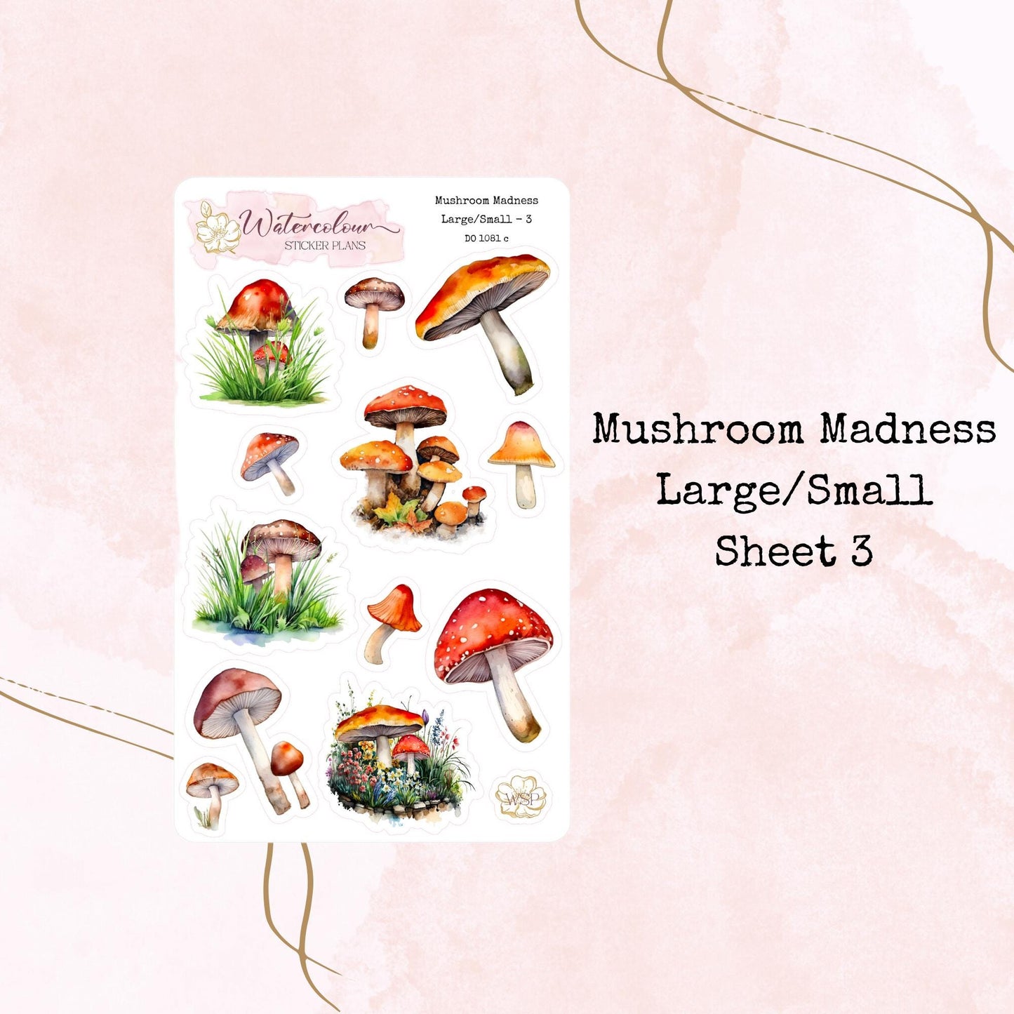 Mushroom Madness - Four Sizes - Planner and Journal Stickers - Stationery - Watercolour