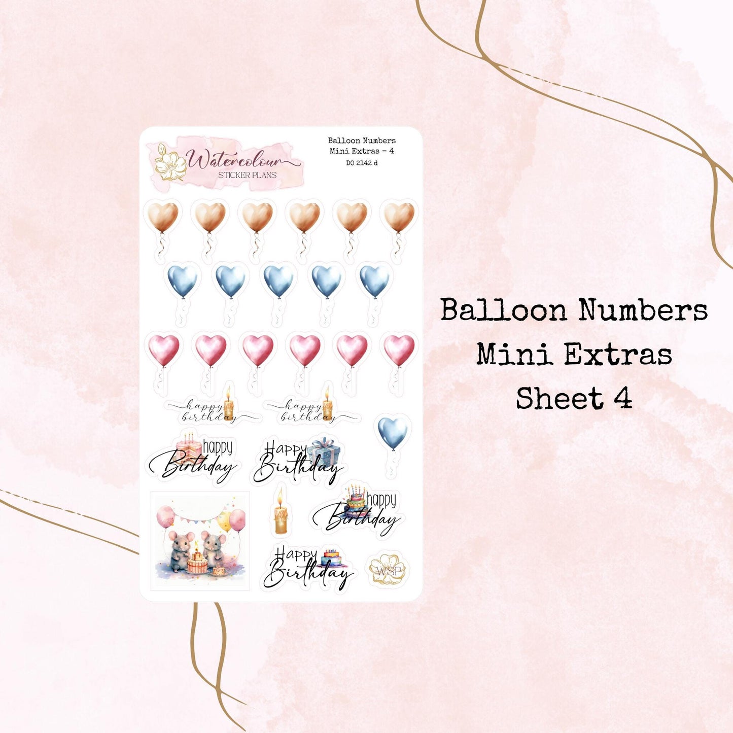 Balloon Numbers - Mini Size - Planner and Journal Stickers - Stationery - Watercolour