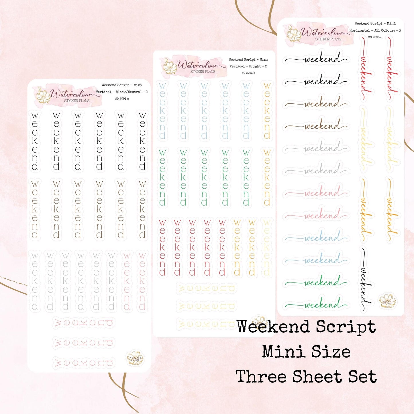 Weekend Scripts - Mini Size - Planner and Journal Stickers - Stationery - Watercolour