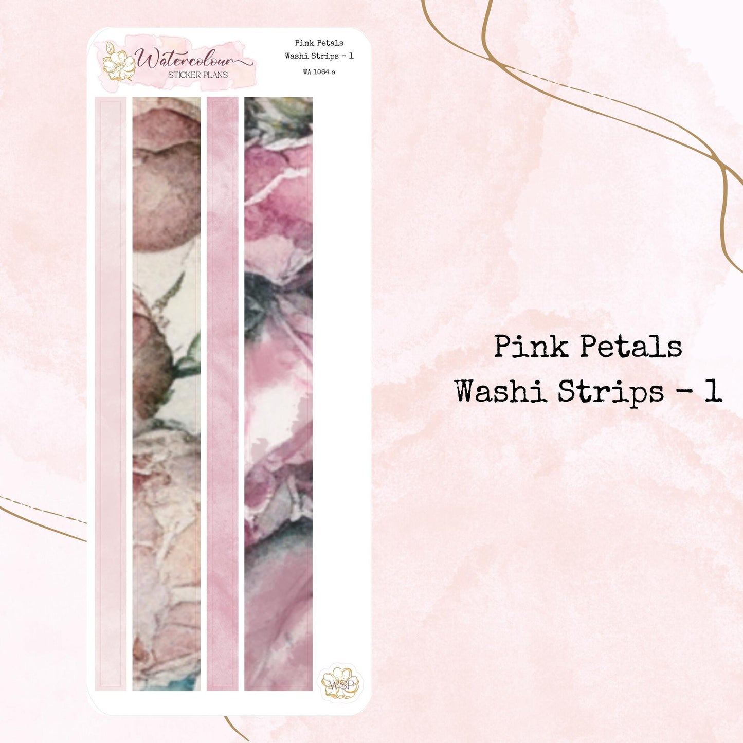 Pink Petals - Washi Strips - Planner and Journal Stickers - Stationery - Watercolour