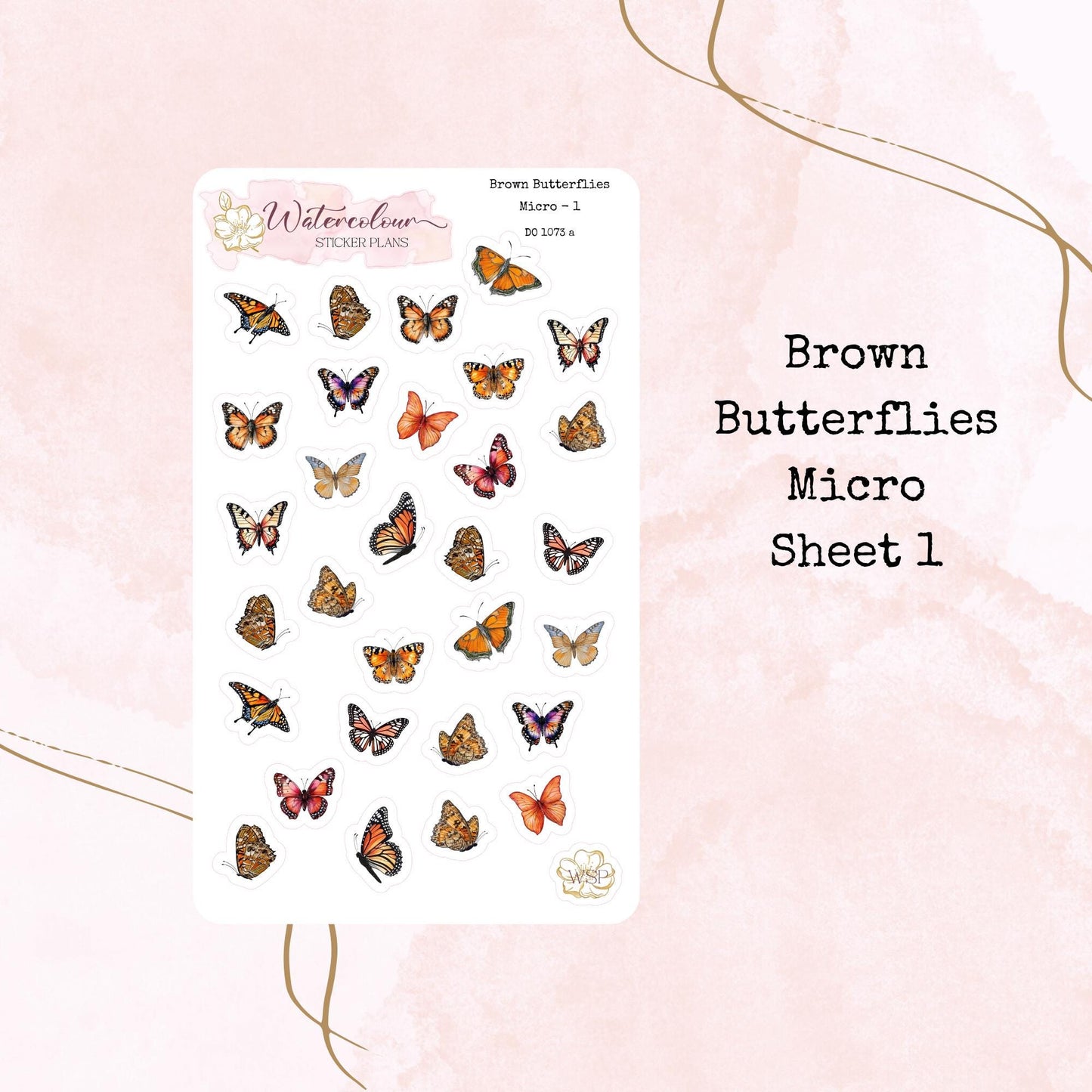 Brown Butterflies - Planner Stickers - Stationery - Watercolour